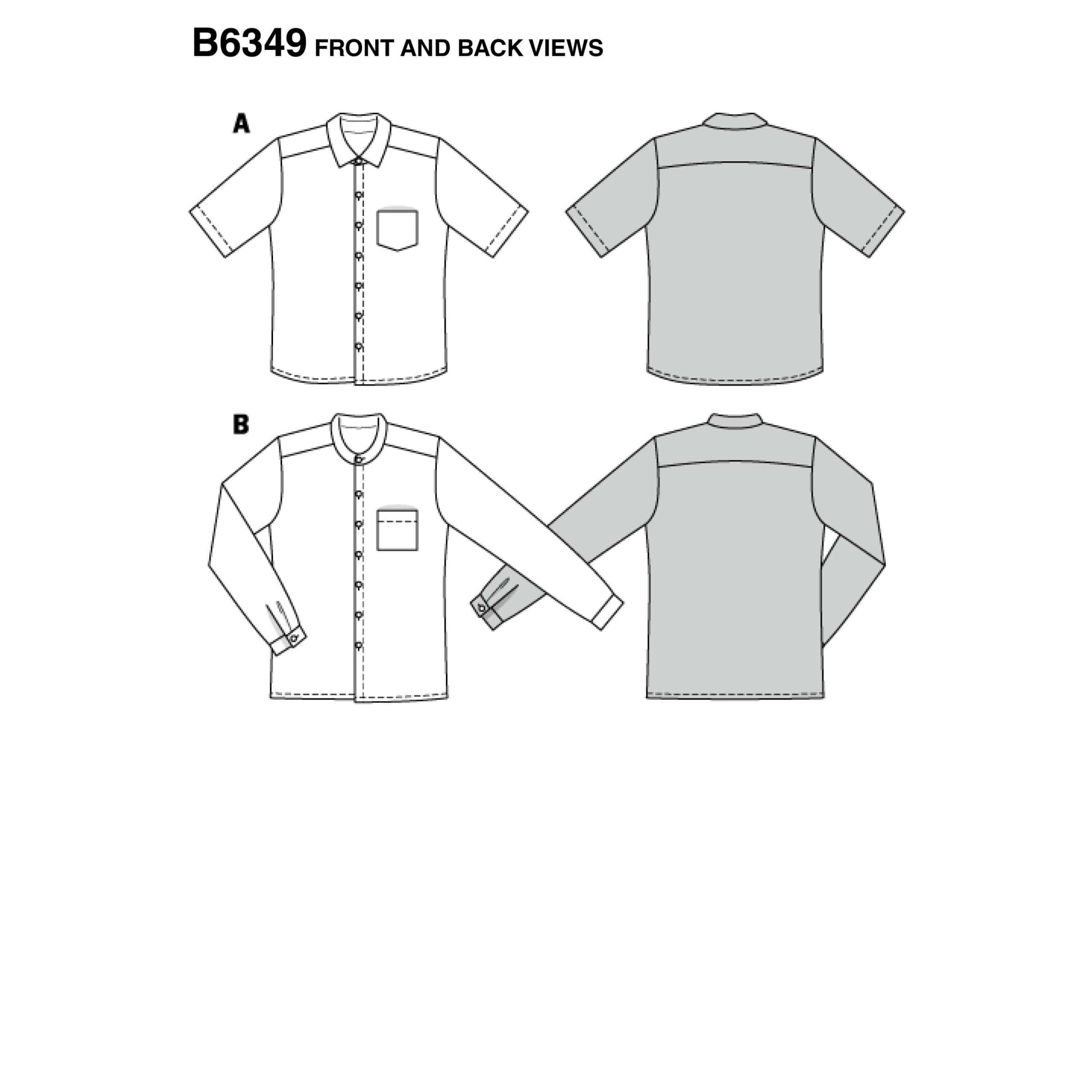 Burda Style Sewing Pattern - 6349 - Men's Shirt With Collar - Size 36 ...